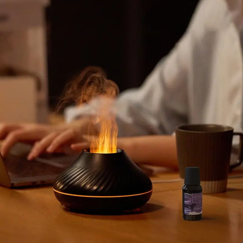 Ultraschall-Aromadiffusor mit sanftem Flammeneffekt und Nebel