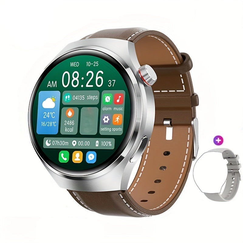 Runde Fitness-Tracker-Smartwatch mit Touchscreen, NFC und GPS für Herren