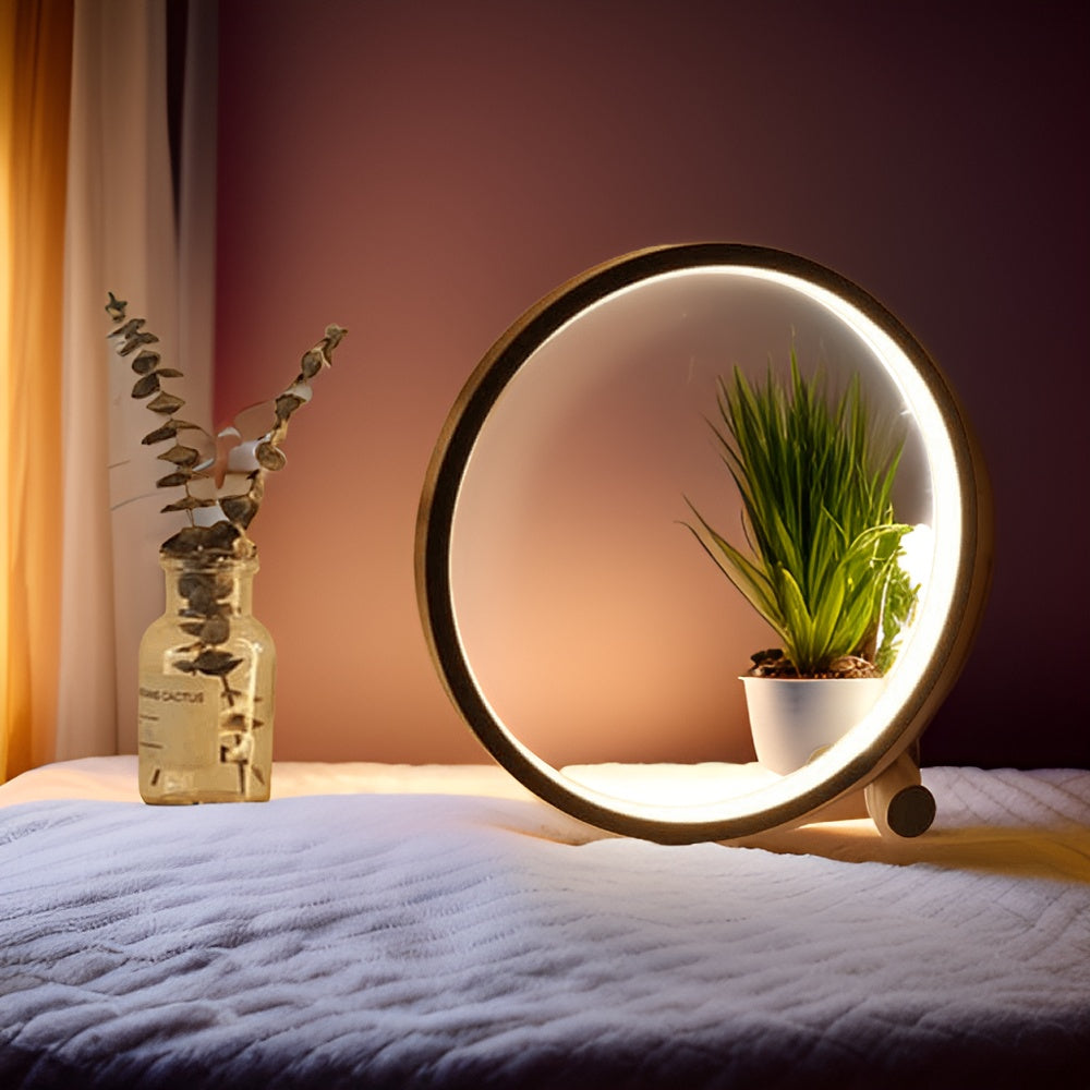 Minimalistische runde dimmbare Aluminium-Tischlampe mit Berührungssteuerung