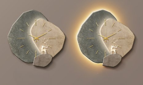 Minimalistische skandinavische Wanduhr aus Metall und Holz mit leisem Uhrwerk