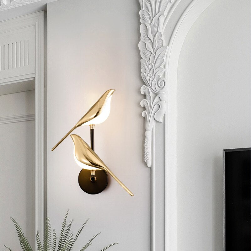 Skulpturale, magnetische, verstellbare Wandleuchte mit Vogelsilhouette