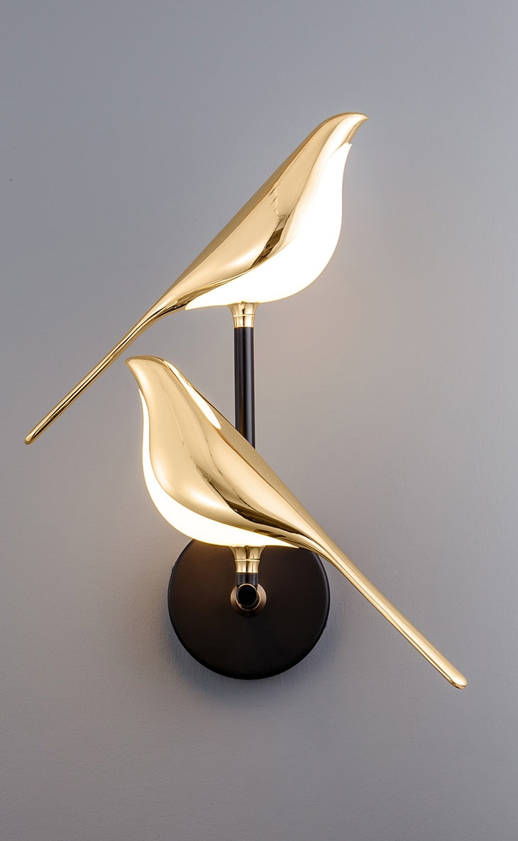 Skulpturale, magnetische, verstellbare Wandleuchte mit Vogelsilhouette