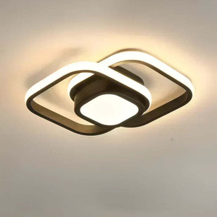 Moderne Deckenleuchte aus Aluminium und Acryl mit zwei Ringen und bündiger Montage