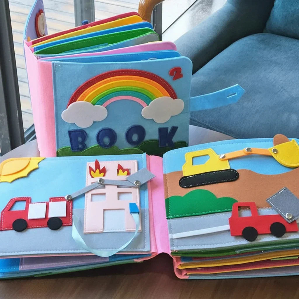 Weiches interaktives Montessori-Beschäftigungsbuch aus Filz für bildschirmfreies Spielen