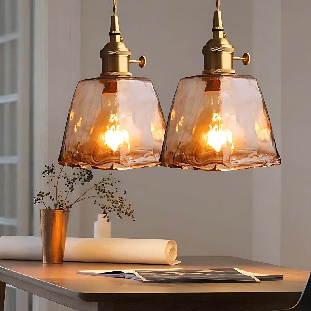 Retro-Pendelleuchte aus Metall und Glas mit verstellbarer Höhe