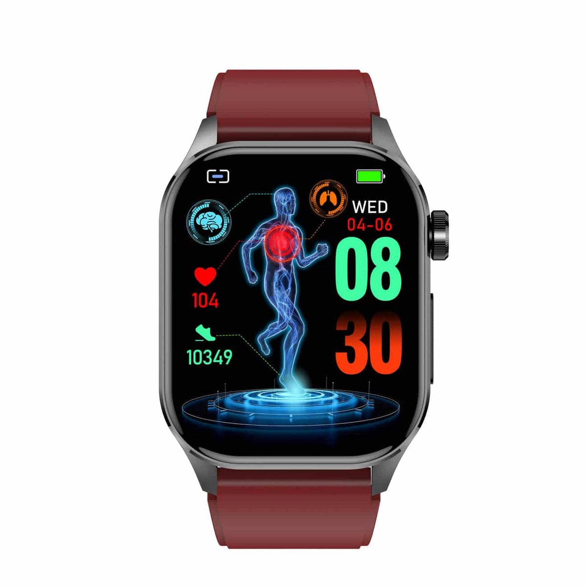Kompakte Smartwatch mit Touchscreen zur Gesundheitsüberwachung sowie EKG- und Blutdruckmessung