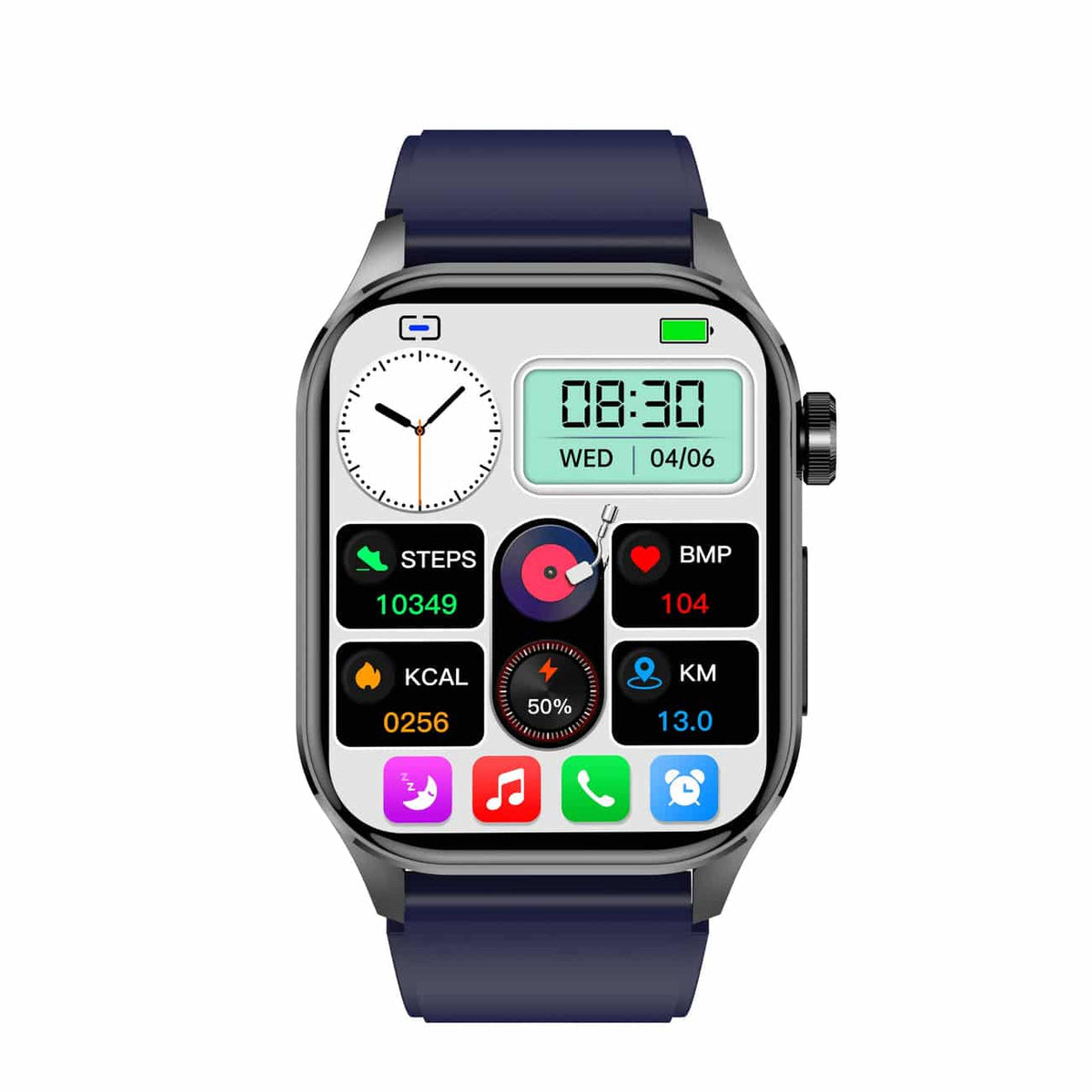 Kompakte Smartwatch mit Touchscreen zur Gesundheitsüberwachung sowie EKG- und Blutdruckmessung