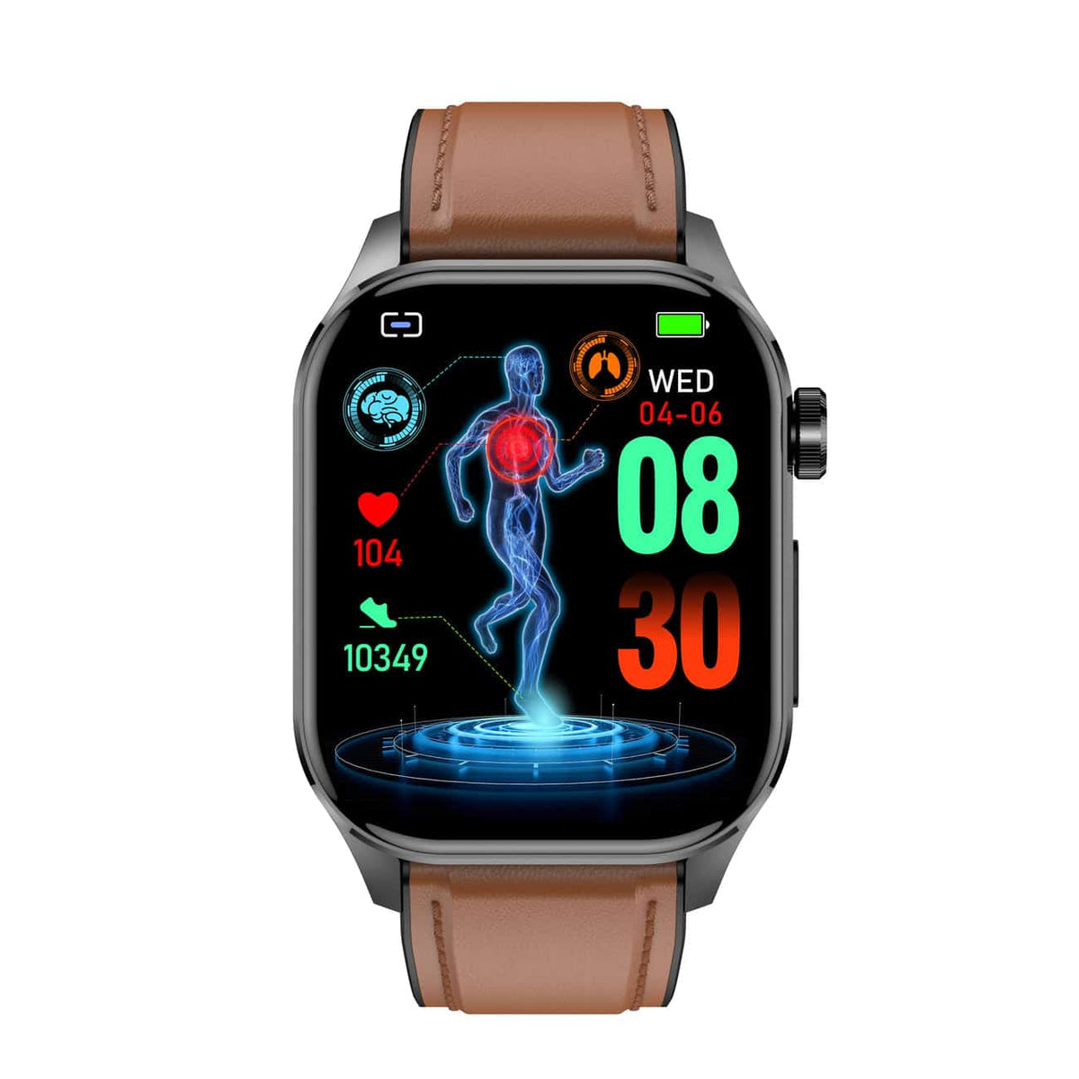 Kompakte Smartwatch mit Touchscreen zur Gesundheitsüberwachung sowie EKG- und Blutdruckmessung