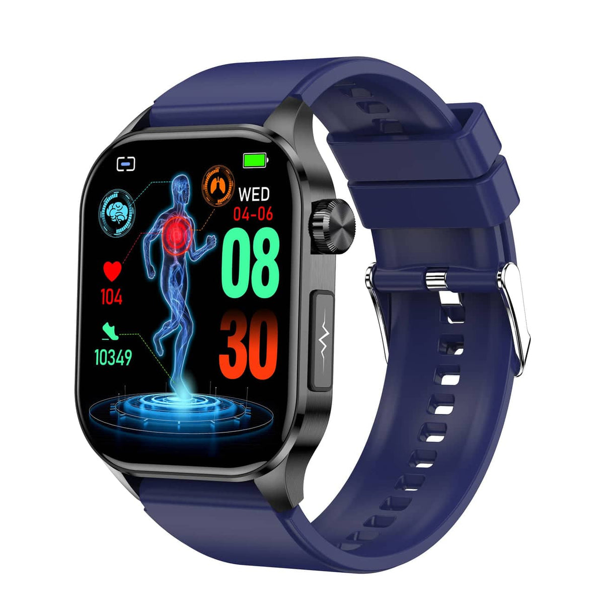 Kompakte Smartwatch mit Touchscreen zur Gesundheitsüberwachung sowie EKG- und Blutdruckmessung