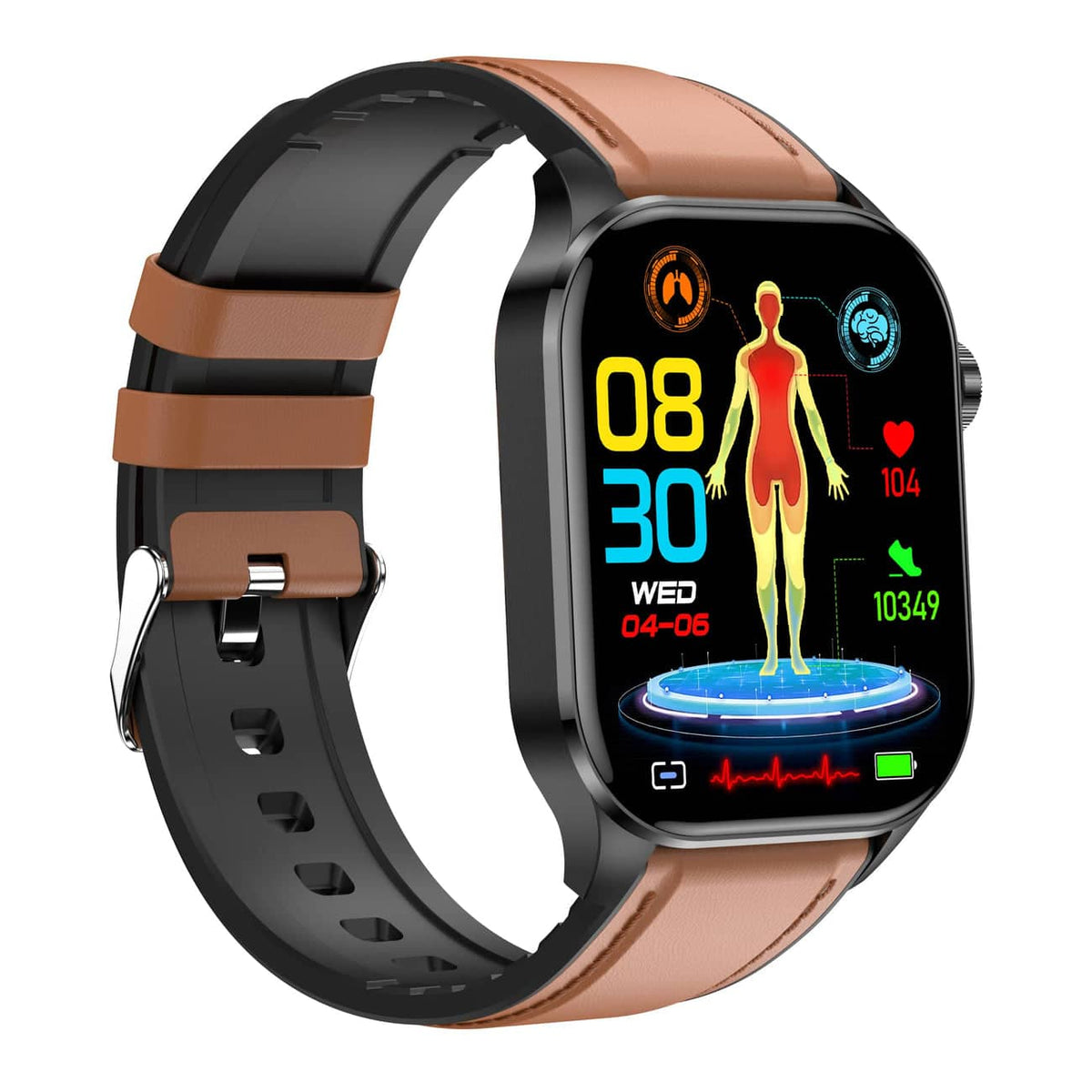 Kompakte Smartwatch mit Touchscreen zur Gesundheitsüberwachung sowie EKG- und Blutdruckmessung