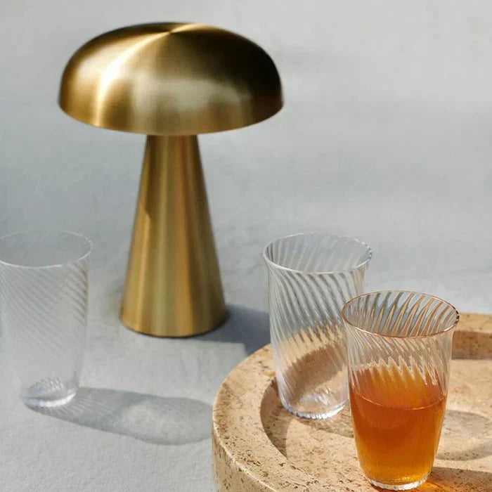 Dimmbare kabellose Tischlampe aus Eisen und Acryl in Pilzform