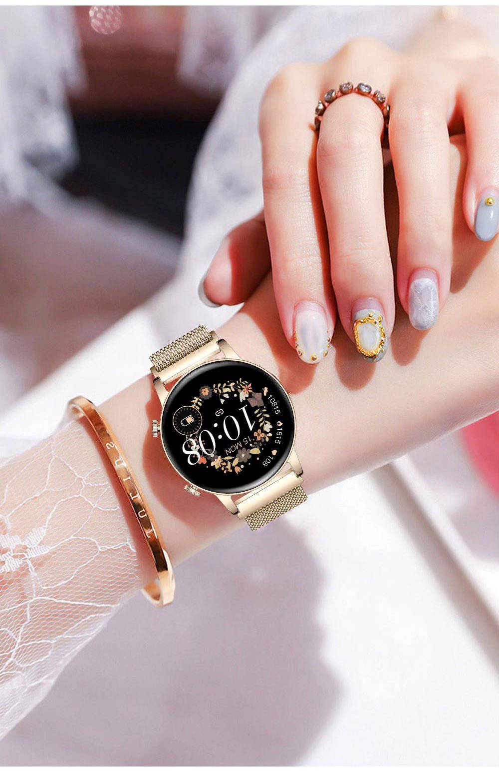 Wasserbeständige Smartwatch mit Touchscreen zur Gesundheitsüberwachung für Damen