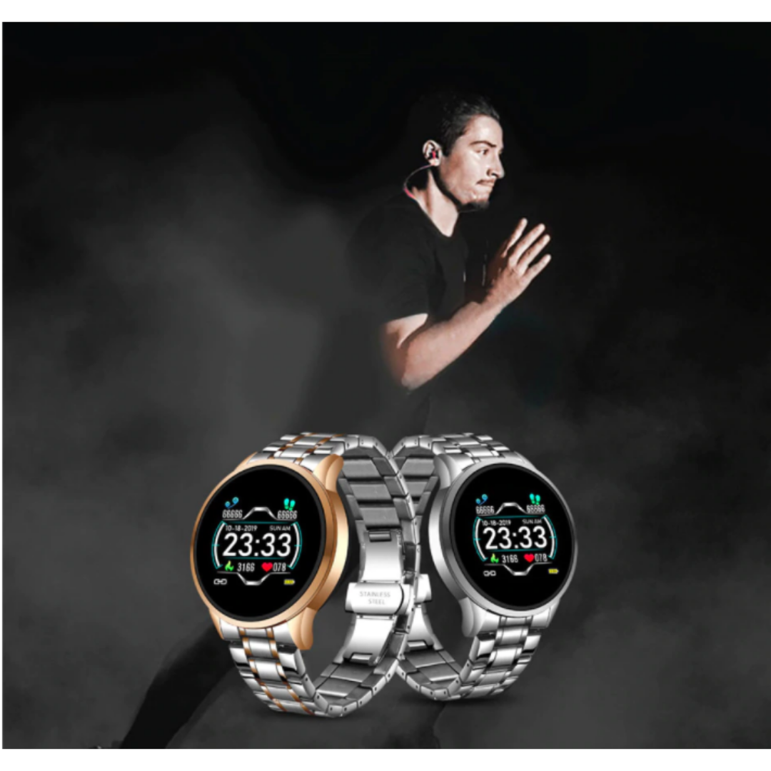 Klassische runde, spritzwassergeschützte Bluetooth-Smartwatch zur Gesundheitsüberwachung