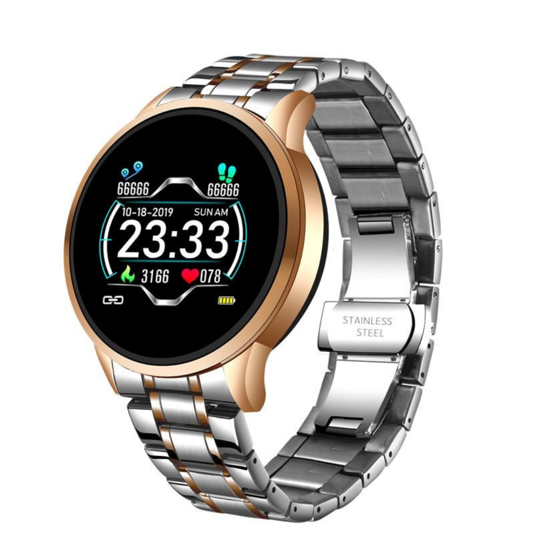 Klassische runde, spritzwassergeschützte Bluetooth-Smartwatch zur Gesundheitsüberwachung