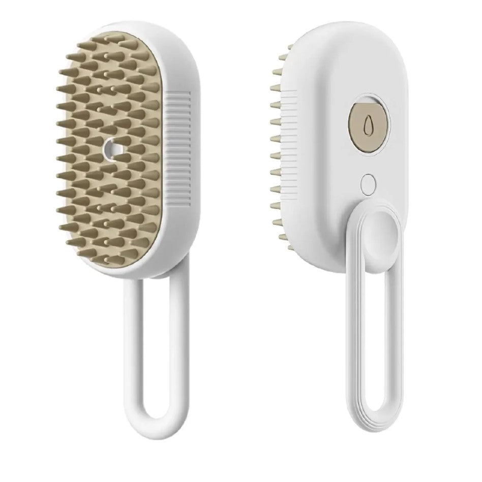 Ergonomische elektrische Haustierpflegebürste mit drehbarem Griff, Dampf- und Sprühfunktion sowie Massagefunktion