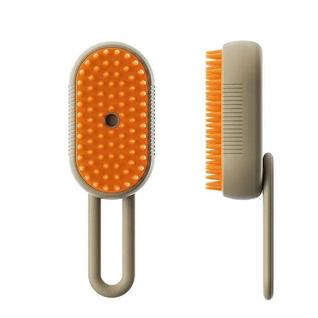 Ergonomische elektrische Haustierpflegebürste mit drehbarem Griff, Dampf- und Sprühfunktion sowie Massagefunktion