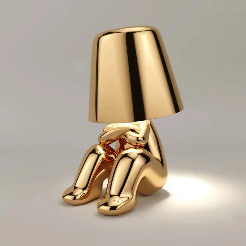 Skulpturale, dimmbare, wiederaufladbare, kabellose Tischlampe aus Aluminium und Harz mit Ambientebeleuchtung