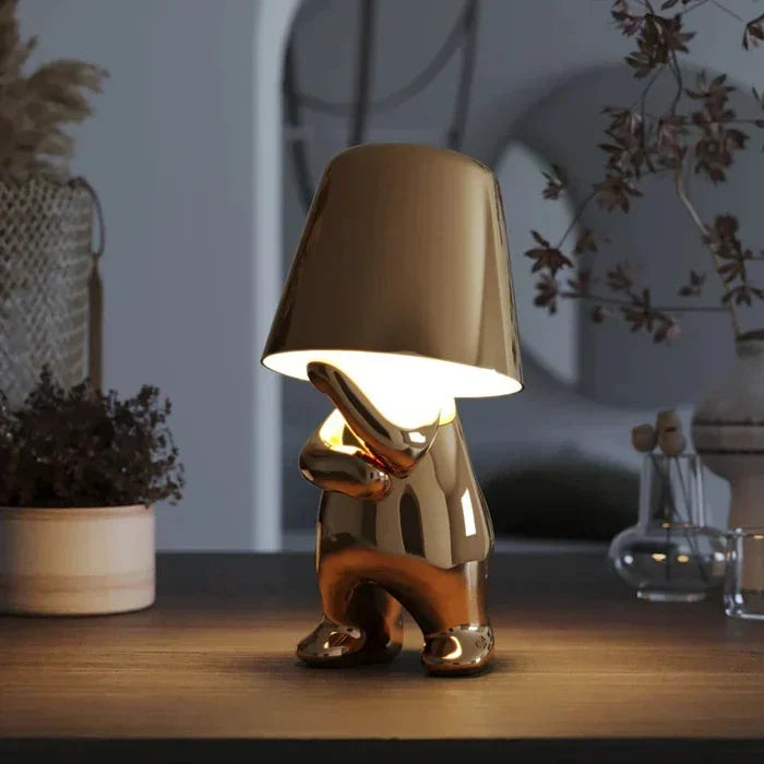 Skulpturale, dimmbare, wiederaufladbare, kabellose Tischlampe aus Aluminium und Harz mit Ambientebeleuchtung