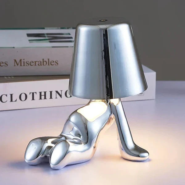 Skulpturale, dimmbare, wiederaufladbare, kabellose Tischlampe aus Aluminium und Harz mit Ambientebeleuchtung