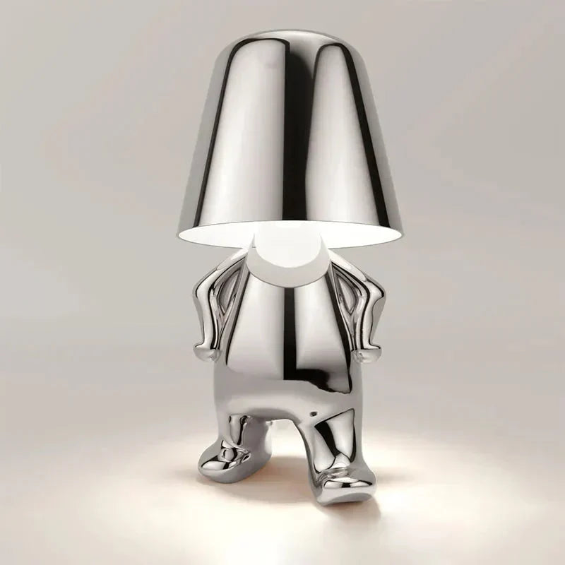 Skulpturale, dimmbare, wiederaufladbare, kabellose Tischlampe aus Aluminium und Harz mit Ambientebeleuchtung