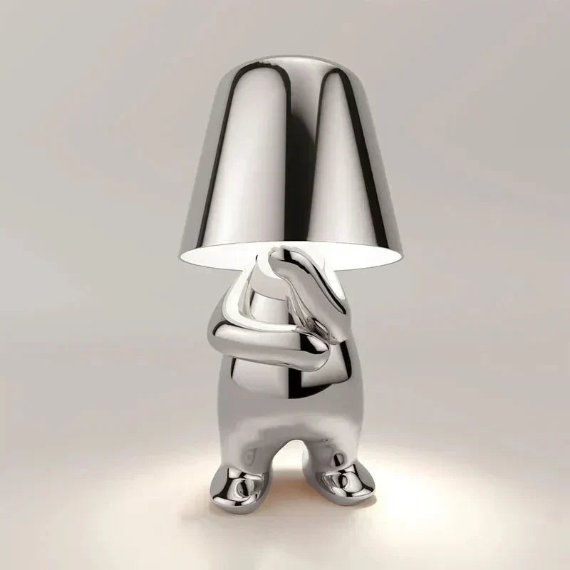 Skulpturale, dimmbare, wiederaufladbare, kabellose Tischlampe aus Aluminium und Harz mit Ambientebeleuchtung