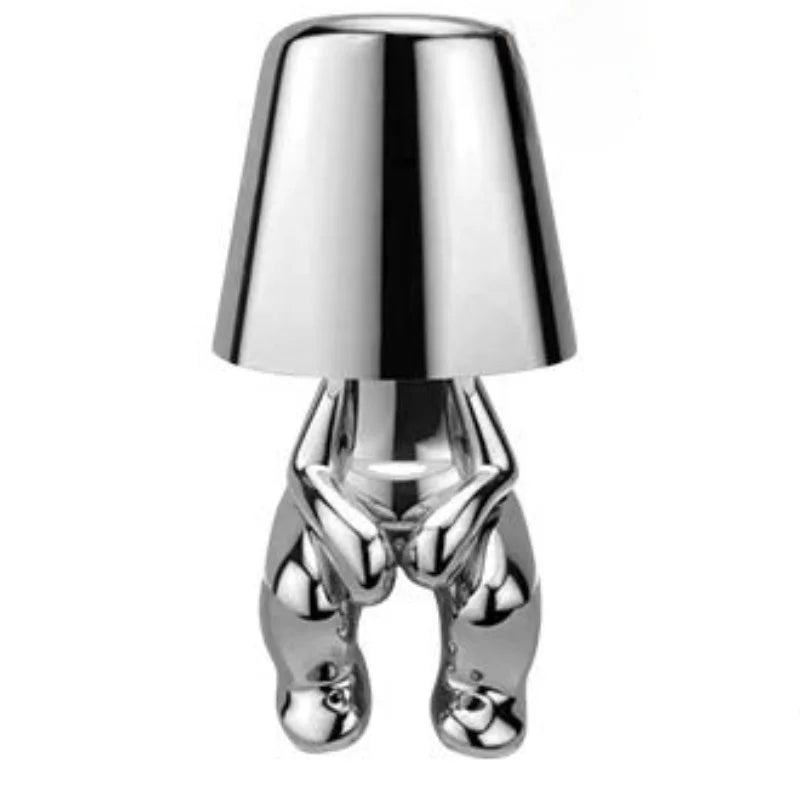 Skulpturale, dimmbare, wiederaufladbare, kabellose Tischlampe aus Aluminium und Harz mit Ambientebeleuchtung