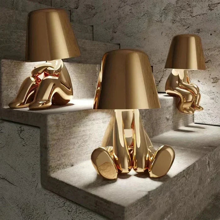 Skulpturale, dimmbare, wiederaufladbare, kabellose Tischlampe aus Aluminium und Harz mit Ambientebeleuchtung