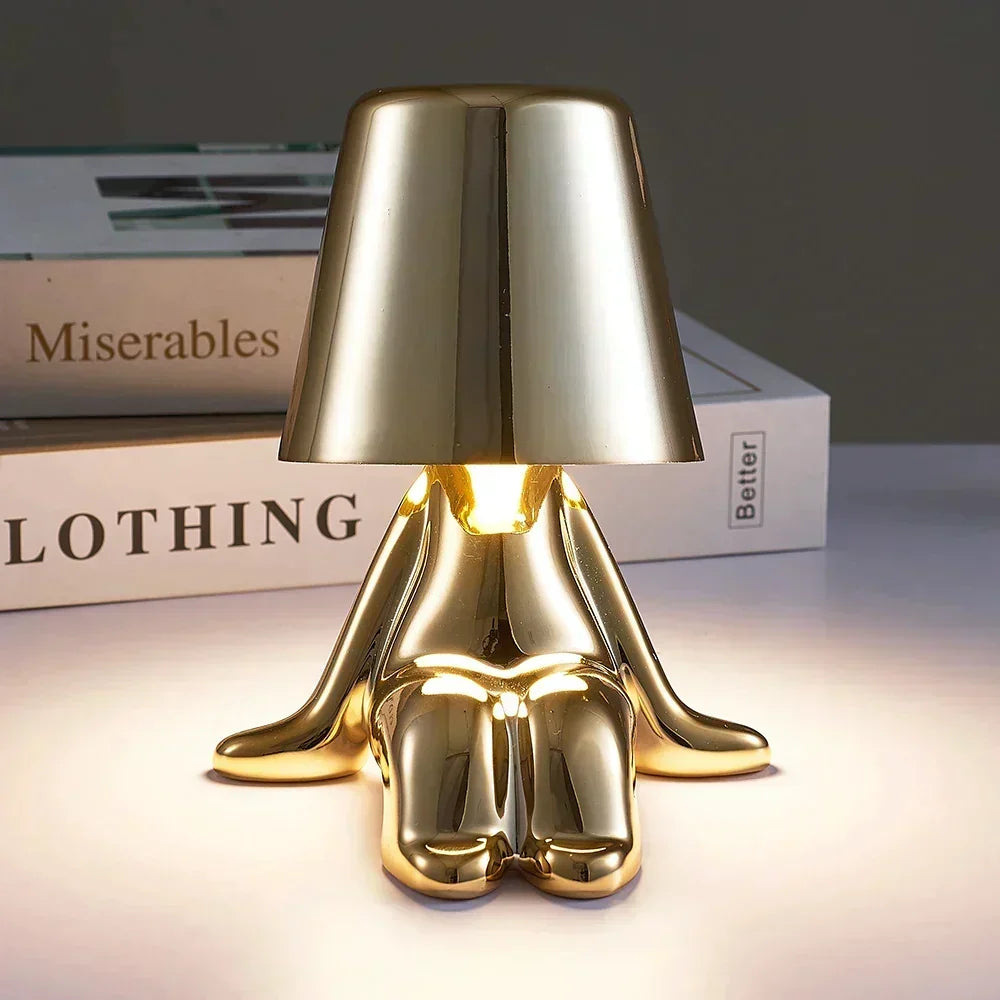 Skulpturale, dimmbare, wiederaufladbare, kabellose Tischlampe aus Aluminium und Harz mit Ambientebeleuchtung