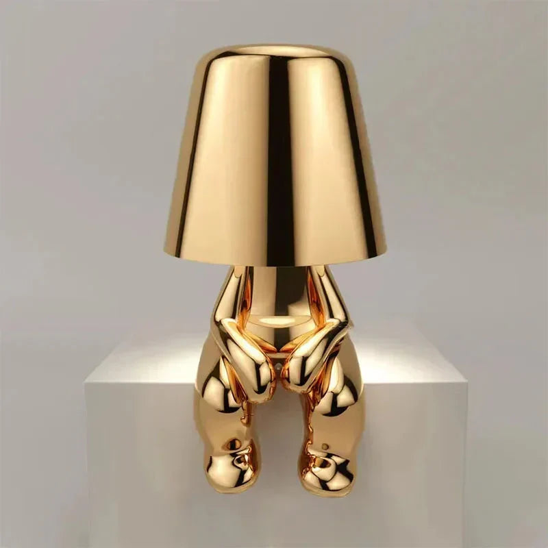 Skulpturale, dimmbare, wiederaufladbare, kabellose Tischlampe aus Aluminium und Harz mit Ambientebeleuchtung