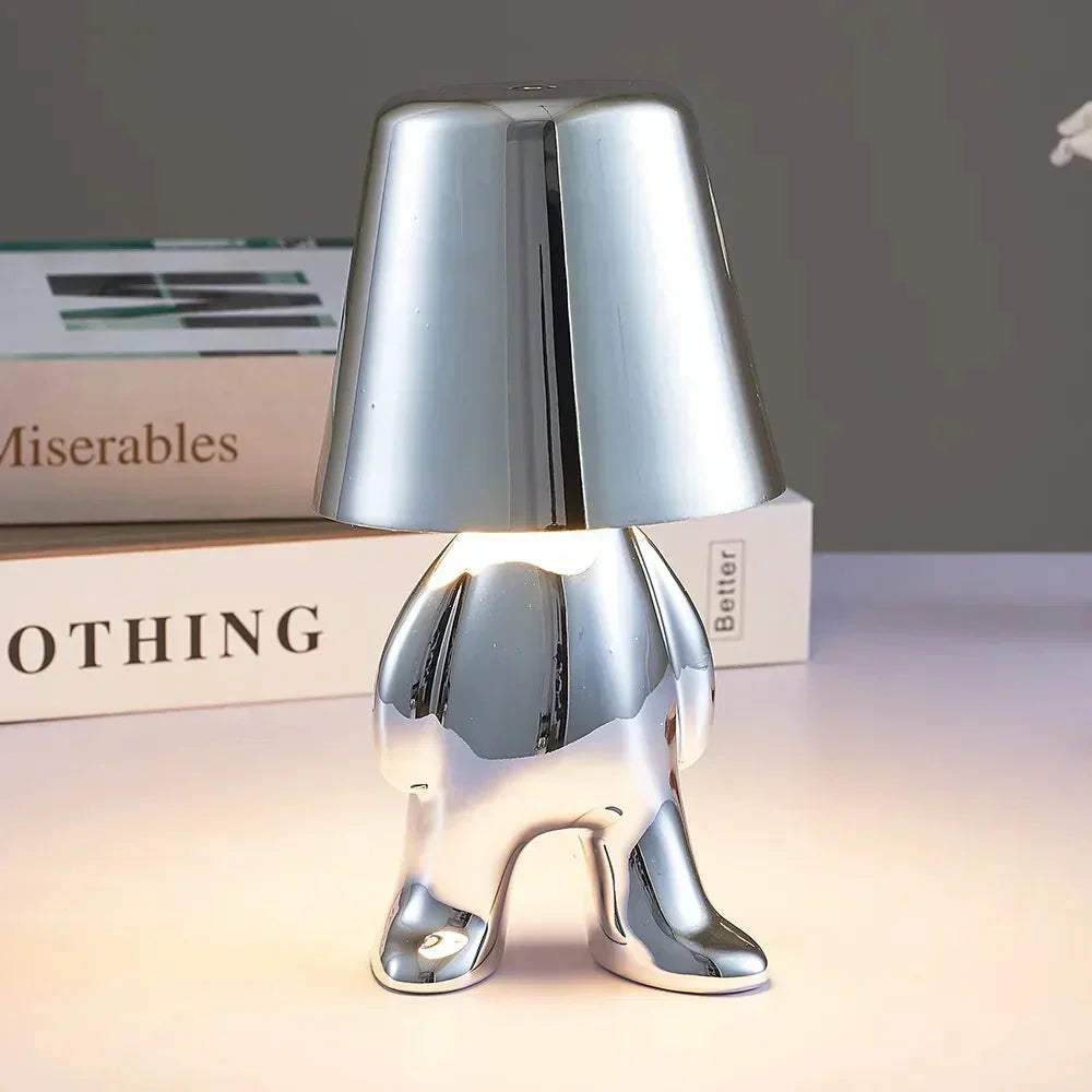 Skulpturale, dimmbare, wiederaufladbare, kabellose Tischlampe aus Aluminium und Harz mit Ambientebeleuchtung