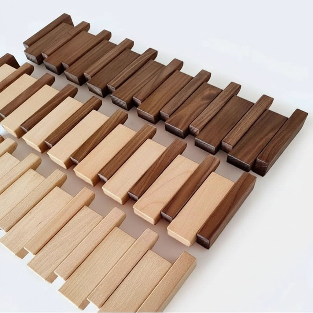 Zusammenklappbare wandmontierte Garderobenleiste aus Holz mit Haken