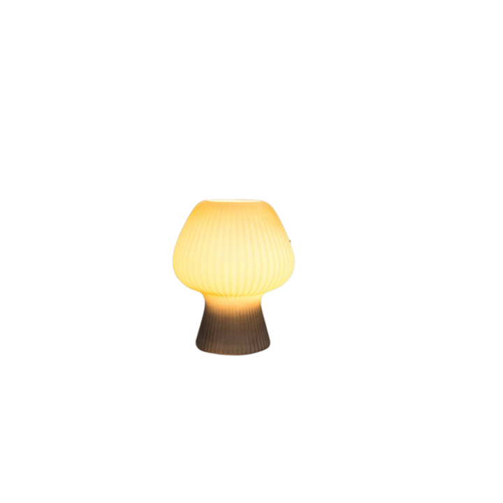 Vintage-Tischlampe aus geriffeltem Glas in Pilzform für den Nachttisch